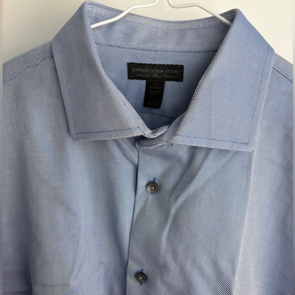 EXPRESS DESIGN STUDIO | Pinstriped Button Down Shirt | Men’s Size L
